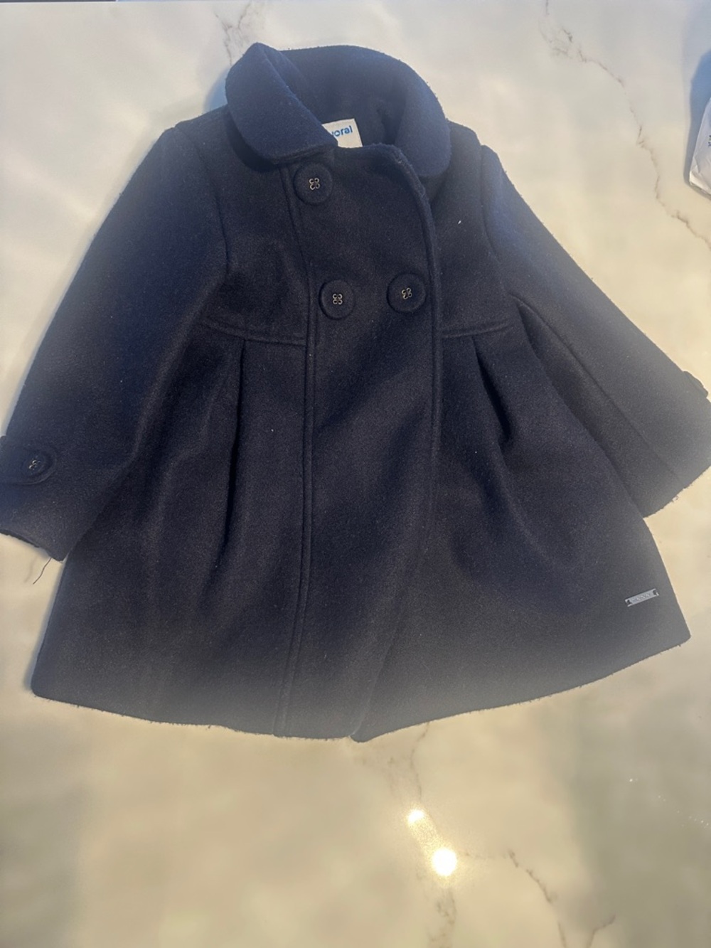 Mayoral Girls Navy Double-Breasted Pea Coat